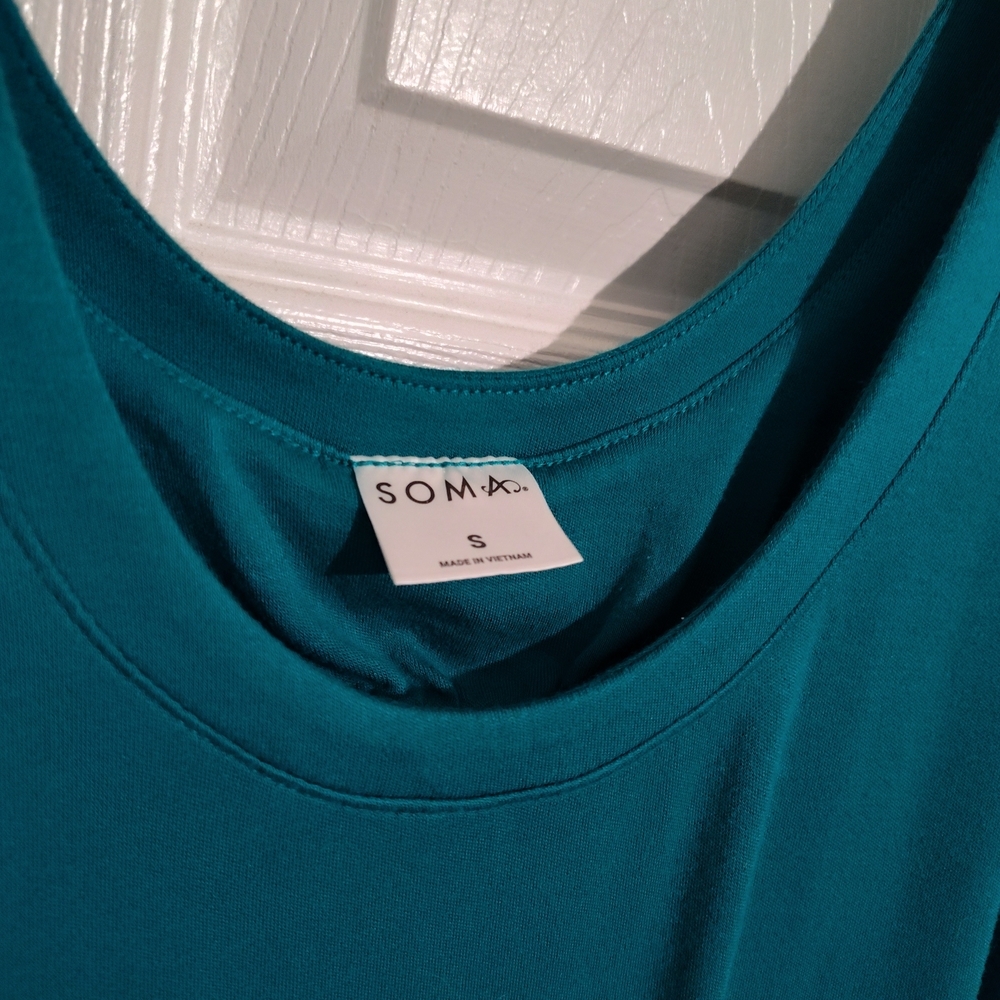NWOT Soma Intimates Teal Sleeveless Maxi Lounge Dress Size Small W/Original Bag - Picture 2 of 4